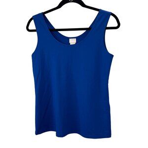Chicos Slinky Knit Tank Top size 1 US M Blue Sleeveless Scoop Neck Stretchy